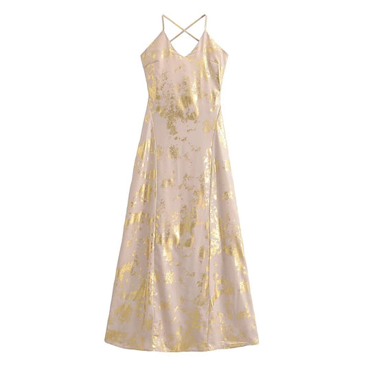 Fall Women Clothing Metal Series Printed Underwear Dress