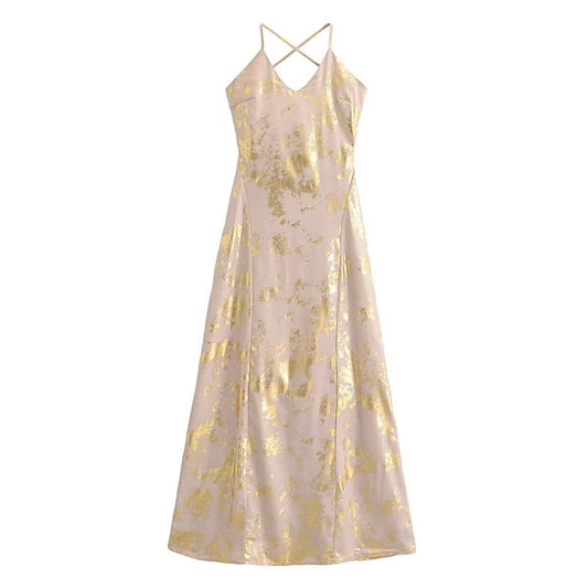 Fall Women Clothing Metal Series Printed Underwear Dress