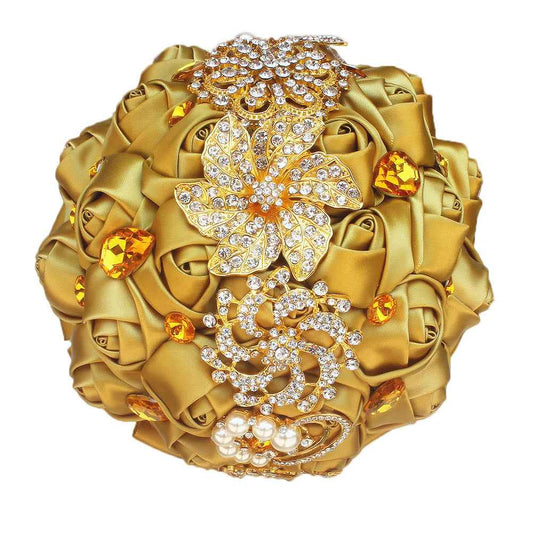 Giorgia Golden Simulation Rose Bridal Bouquet