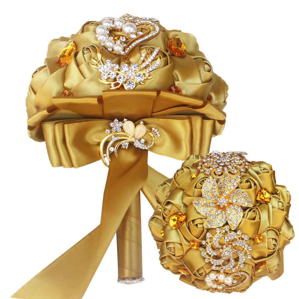 Giorgia Golden Simulation Rose Bridal Bouquet