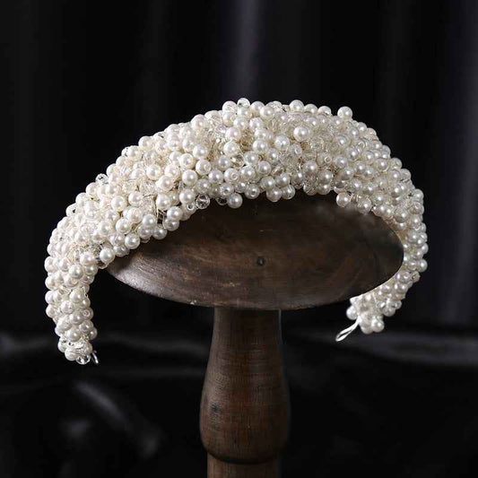 Giorgia Pearl Hairband Tiara Hand Braided Twist Beads
