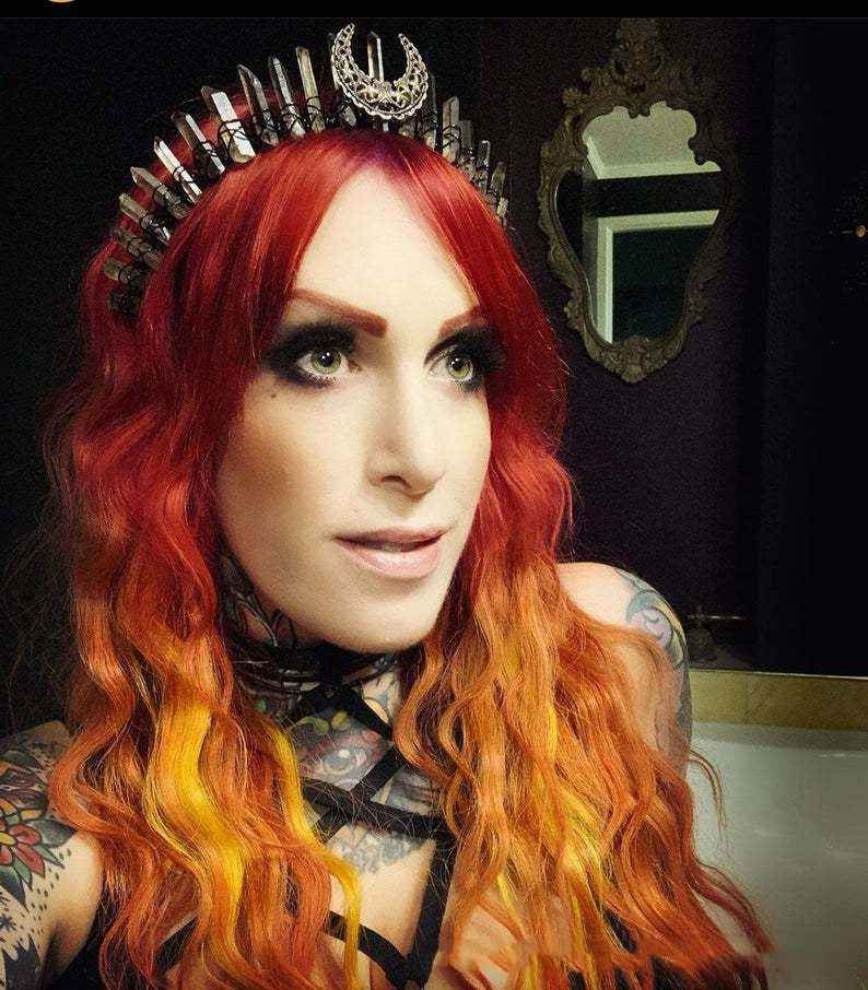 Nerina Gothic Crystal Crown Tiara Natural Stone Grey Hair Accessory