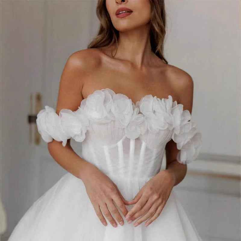 Ginevra Lace Off-shoulder Mini Wedding Dress
