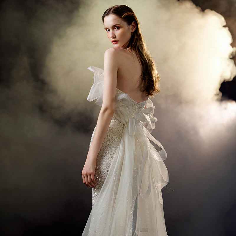 Mariangela Fishtail Light Wedding Bride Bra Trail Dress