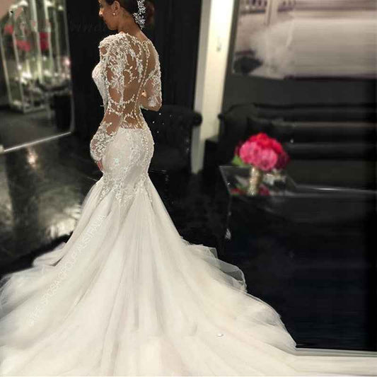 Mariangela Trailing White Temperament Wedding Dress