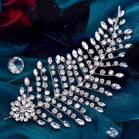 Mariamgela Rhinestone Tiara Wedding Updo Hair Style Pair Clip