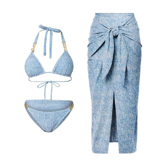Amalfi Coast Italian Style Bikini Triangle Sexy Denim Printing
