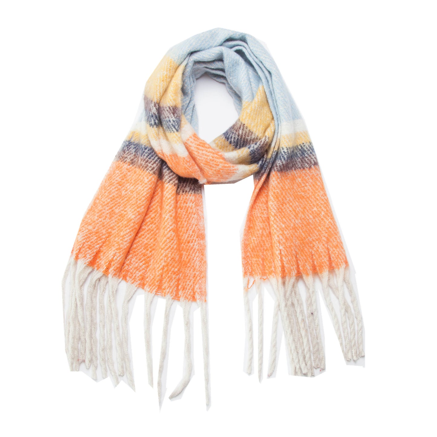 Shawl Autumn Winter Woven Thickened Circle Yarn Coarse Tassel Color Matching Scarf