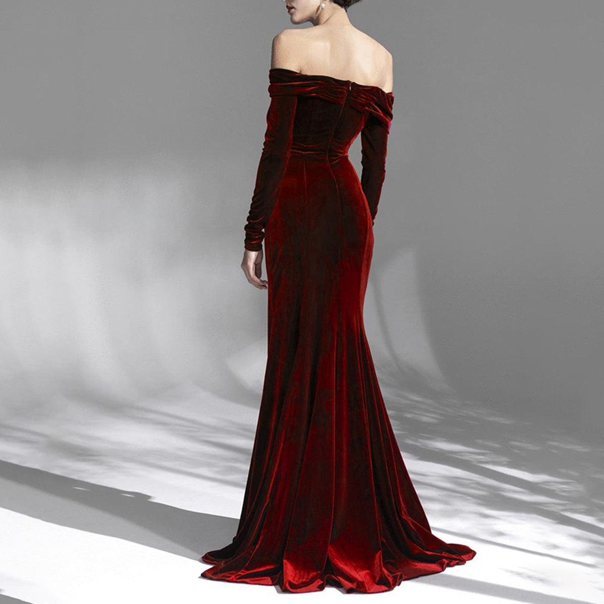 Serena Velvet Evening Off Shoulder Dress