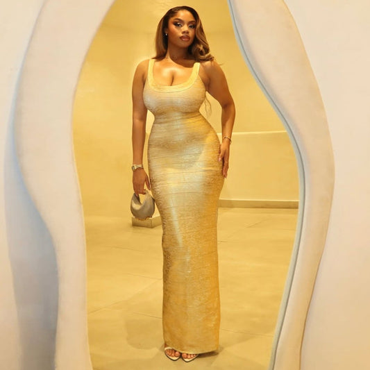 Veronica U Neck Sleeveless Bandage Maxi Evening Dress
