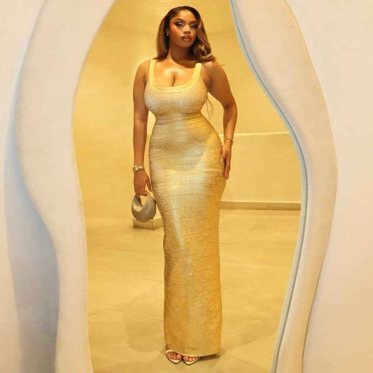 Veronica U Neck Sleeveless Bandage Maxi Evening Dress