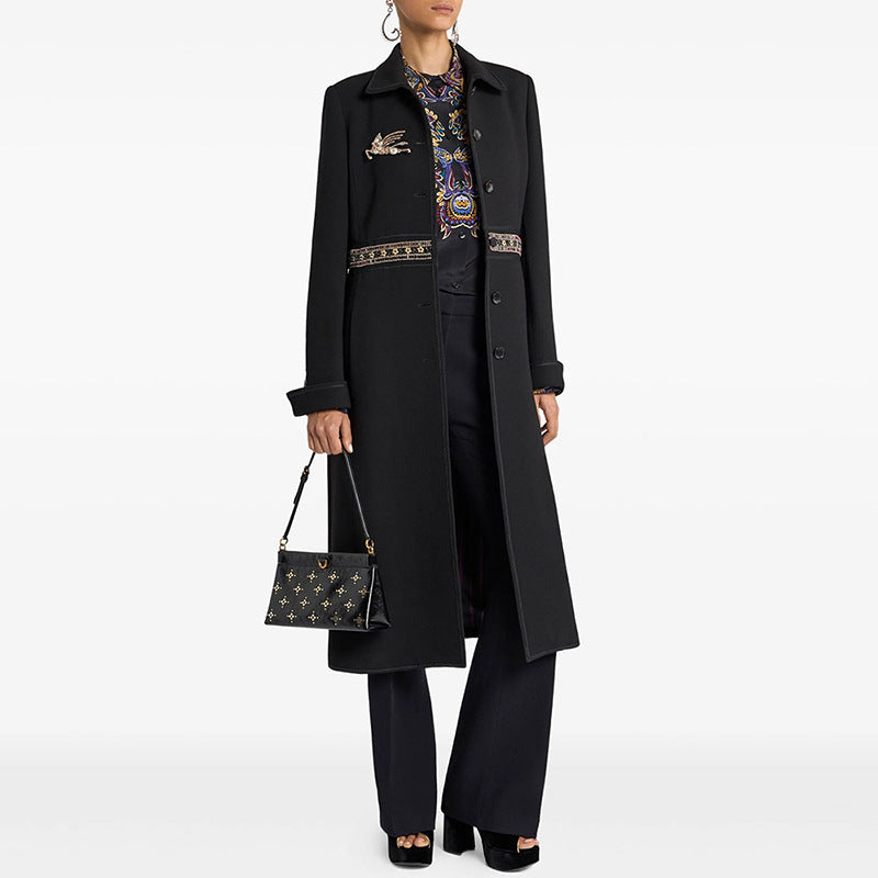 Star Heavy Industry Beads Diamond Badge Woolen Coat Woolen Coat