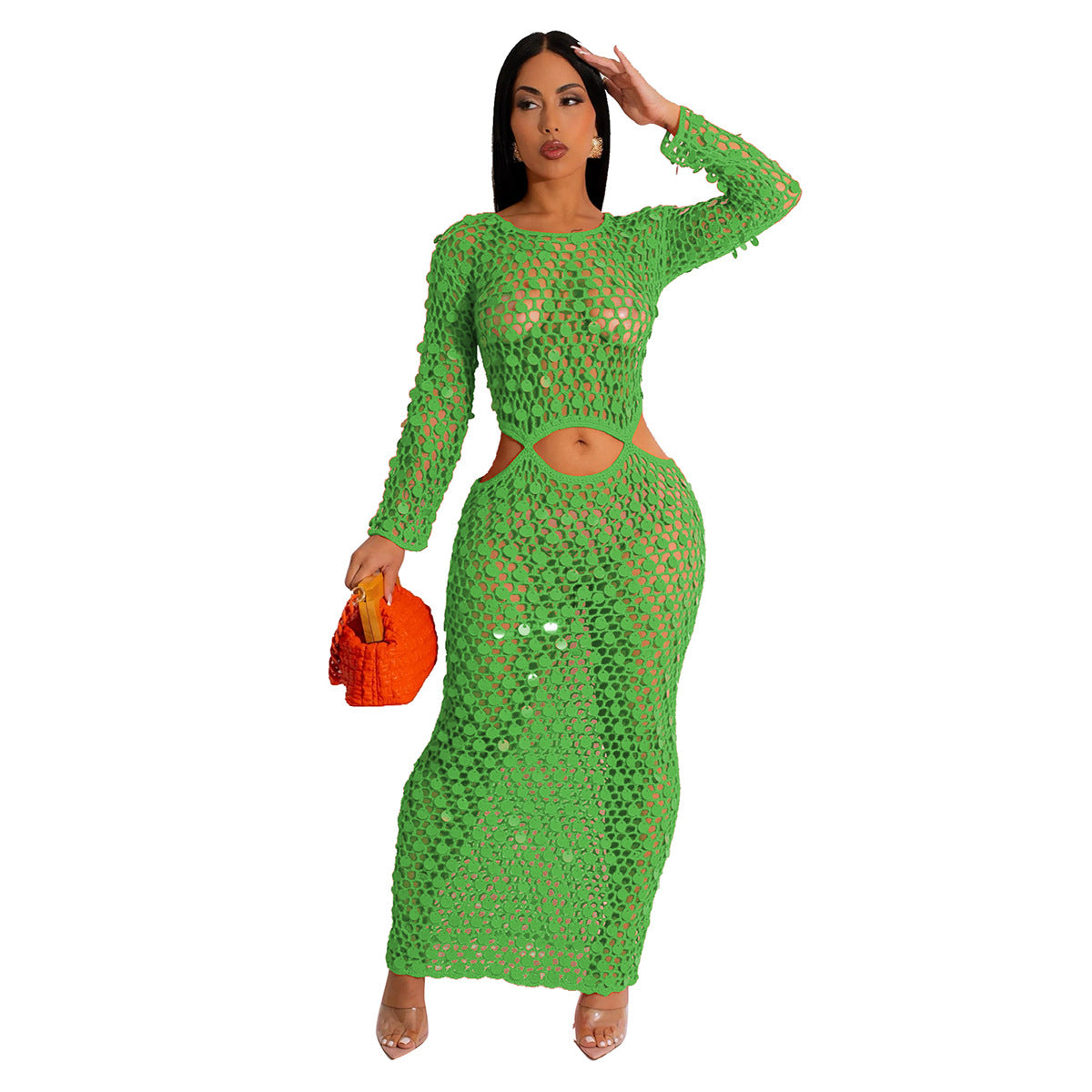 Capri Handmade Knit Sequin Cutout Beach Dress
