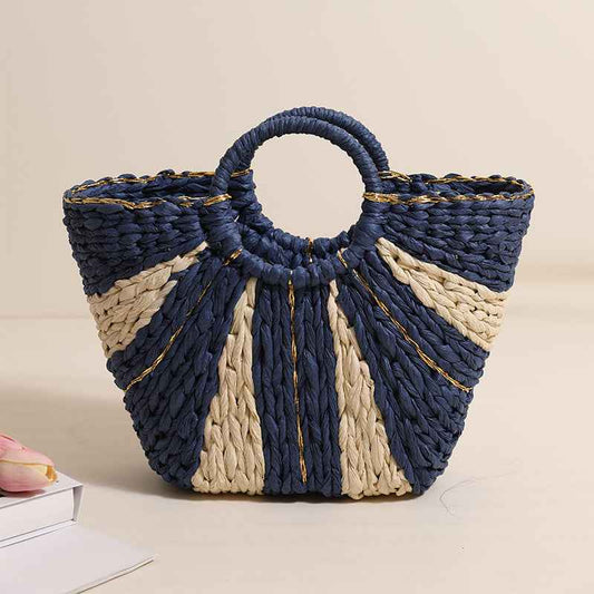 Taormina – Golden Silk Straw Vacation Beach Tote Bag