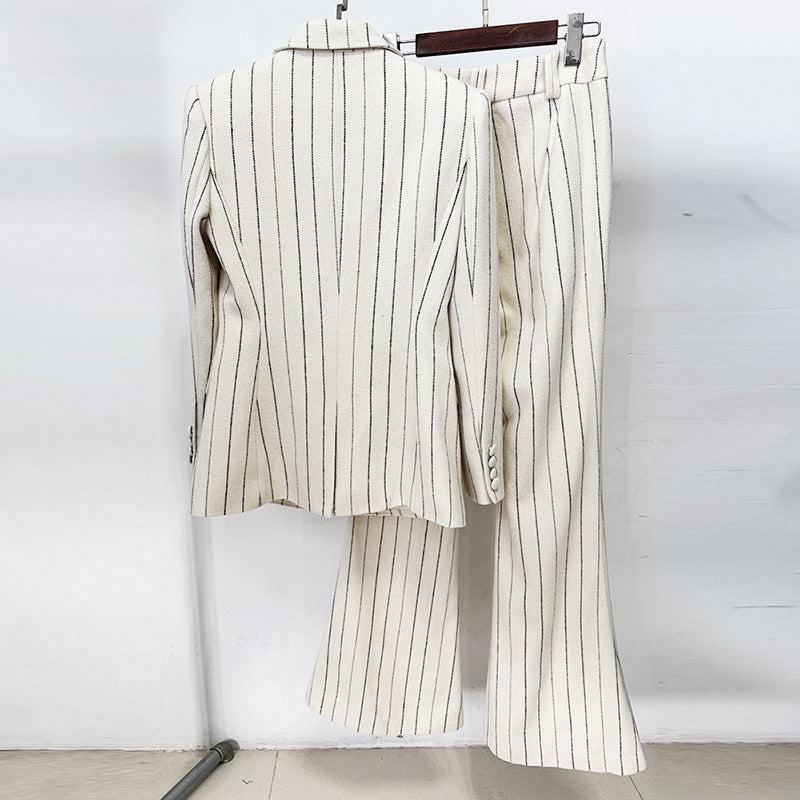 Stripes Brushed Blazer Trousers Two Piece Set