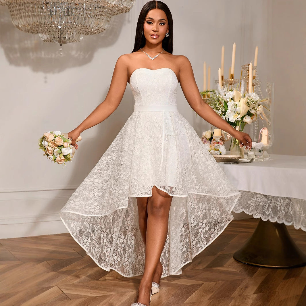 Bianca Jacquard Lace Strapless A-Line Wedding Dress
