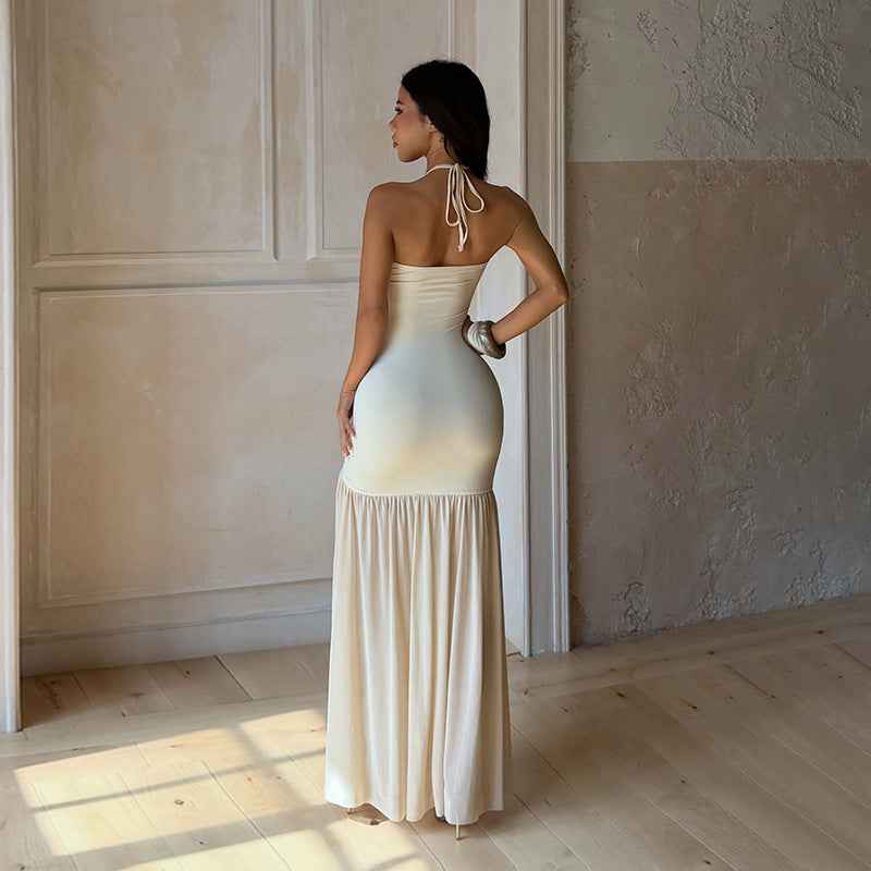 Serena Beaded Mesh Splice Slip Vacation Dress