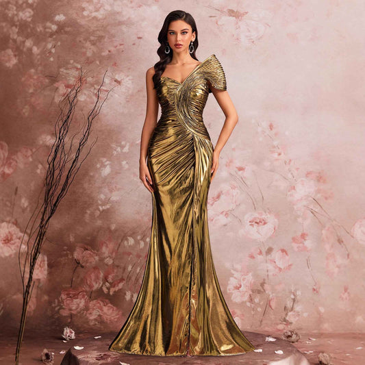 Fishing Line Shaping Elegant Evening Dress Gorgeous Pleated Cocktail Party Formal Party Gift