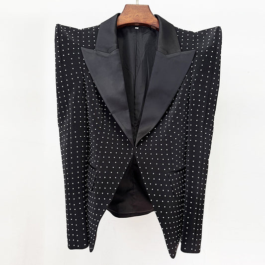 Early Spring Personalized Shrug Point Slim Blazer Heavy Industry Pearl Beaded Skirt Sets