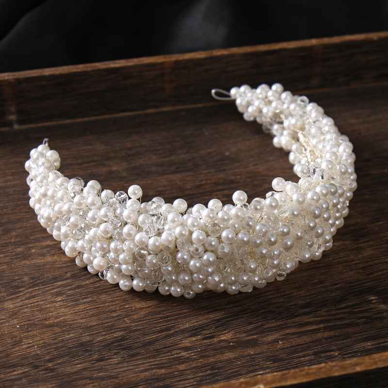Giorgia Pearl Hairband Tiara Hand Braided Twist Beads