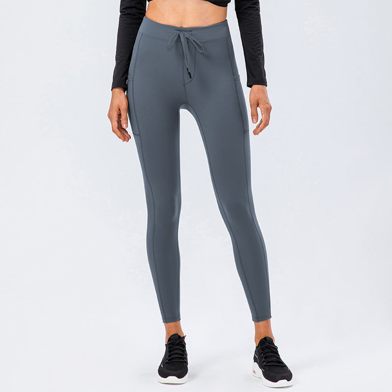 Yoga Pants Women Drawstring Hip Raise Skinny Sports Running Fitness Pant