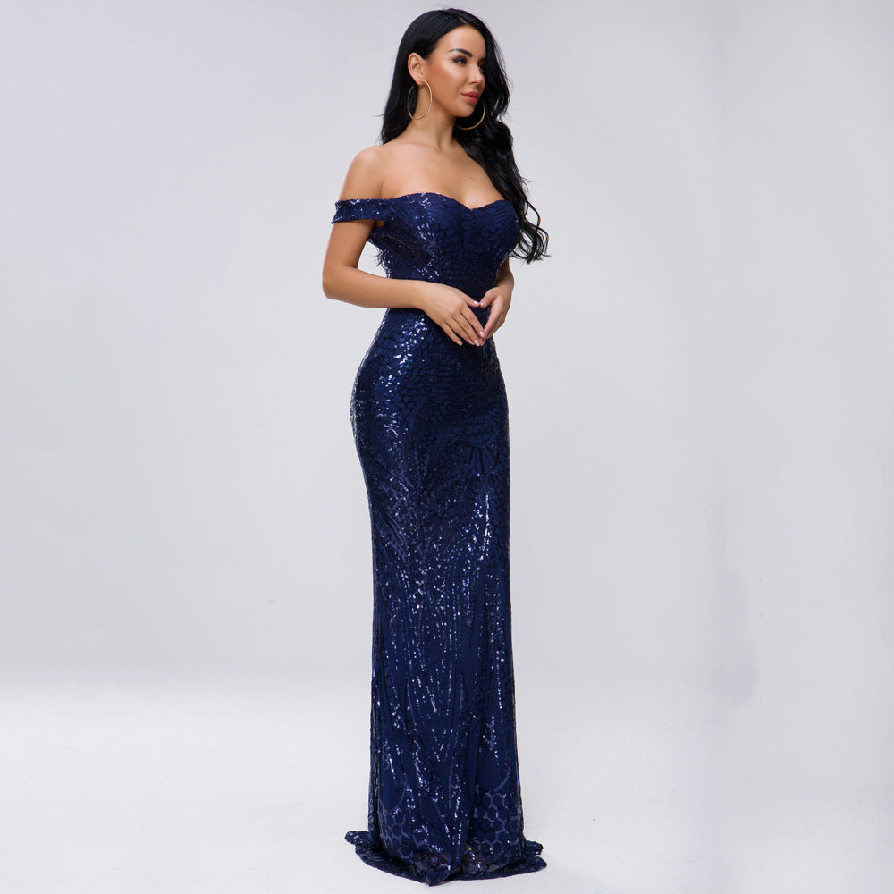 Maryangel Rebel women's sequined tube top fishtail dress, perfect for formal events and banquet parties.