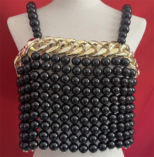 Pearl Chain Statement Vest Top