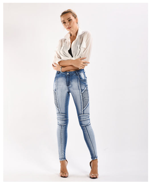 Maryangel Rebel women's slim fit stretch denim pencil pants in a stylish skinny design, highlighting a sleek silhouette.