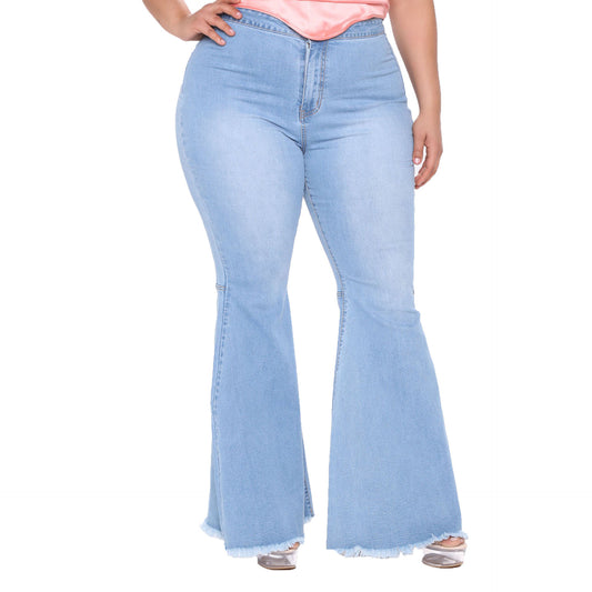 Plus Size Fashion Slim Wide Leg Flared Jeans