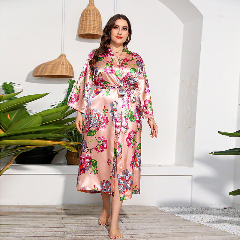 Eleonora Silk Leopard Print Long Sleeve Nightgown