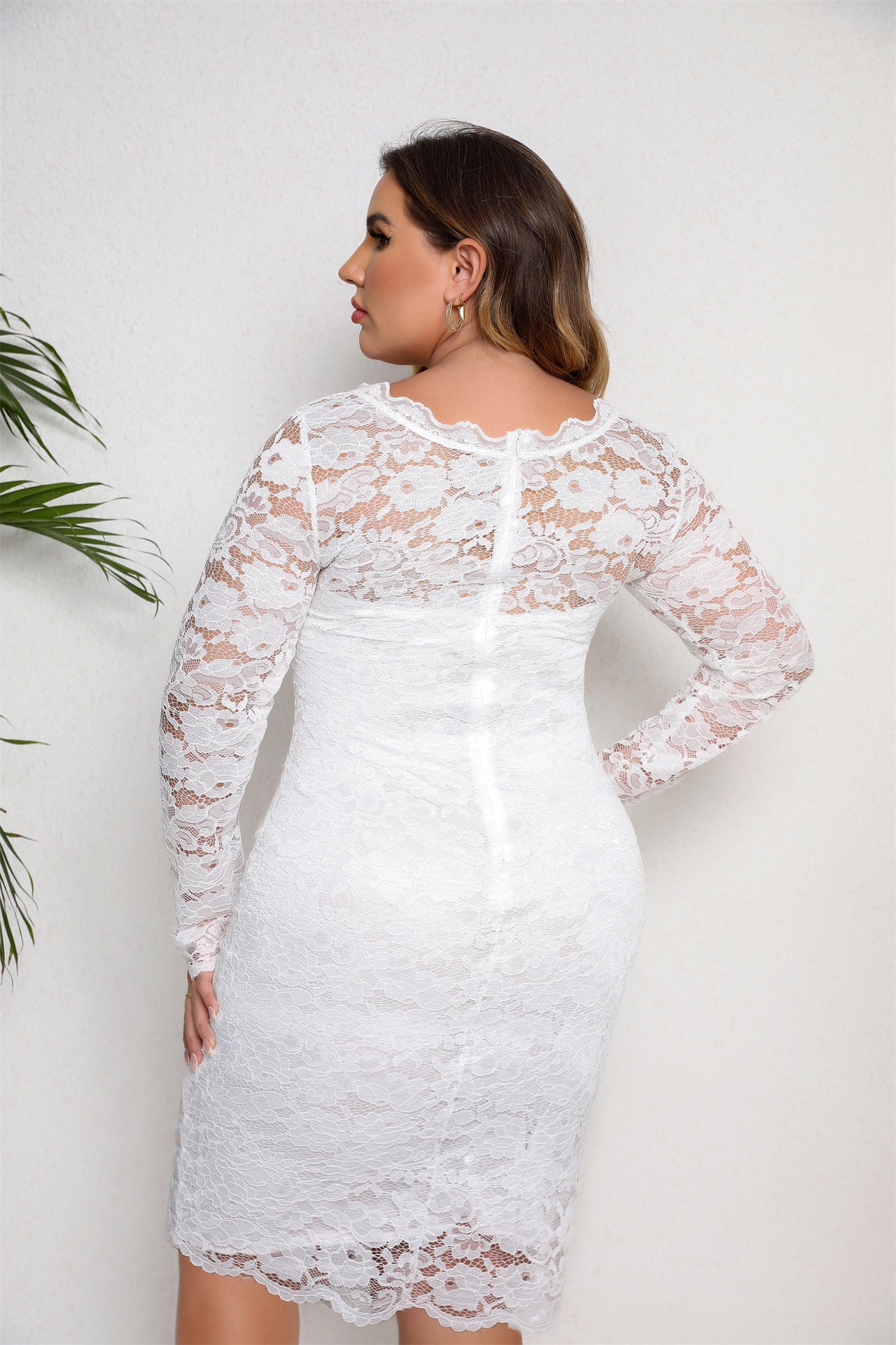 Plus size Maryangel Rebel short skinny lace wedding dress with intricate detailing and elegant silhouette.