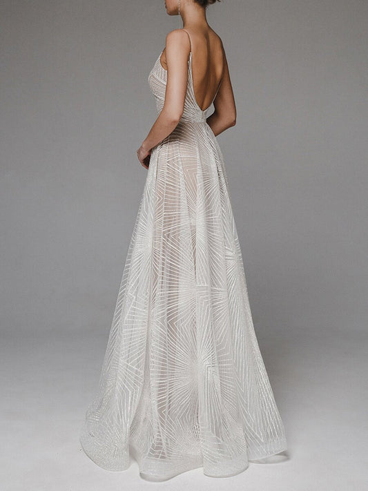 Maryangel Rebel women's V neck maxi dress featuring sexy straps and intricate embroidery, perfect for weddings.