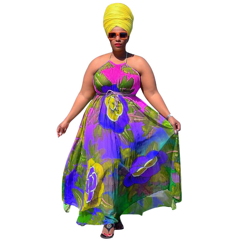 Plus size Maryangel Rebel swing dress featuring vibrant digital prints and a flowing silhouette, perfect for women’s fashion.