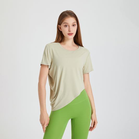 Yoga Clothing Top Women Summer Thin round Neck Skin Friendly Breathable Workout Clothes Short Sleeve Running Quick Drying Exercise T shirt