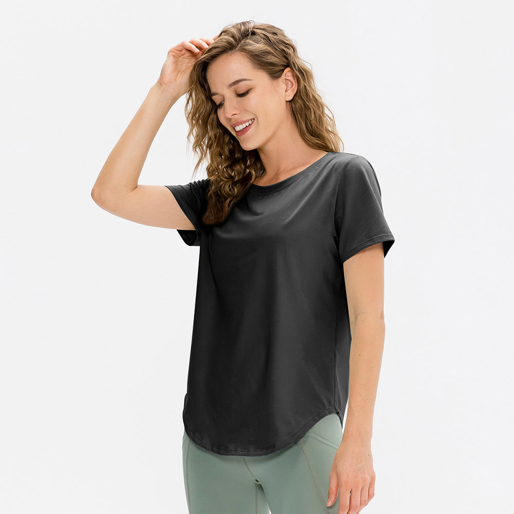 Femmes Yoga Sports manches courtes course ample léger respirant t-shirt Stretch vêtements d'entraînement séchage rapide haut