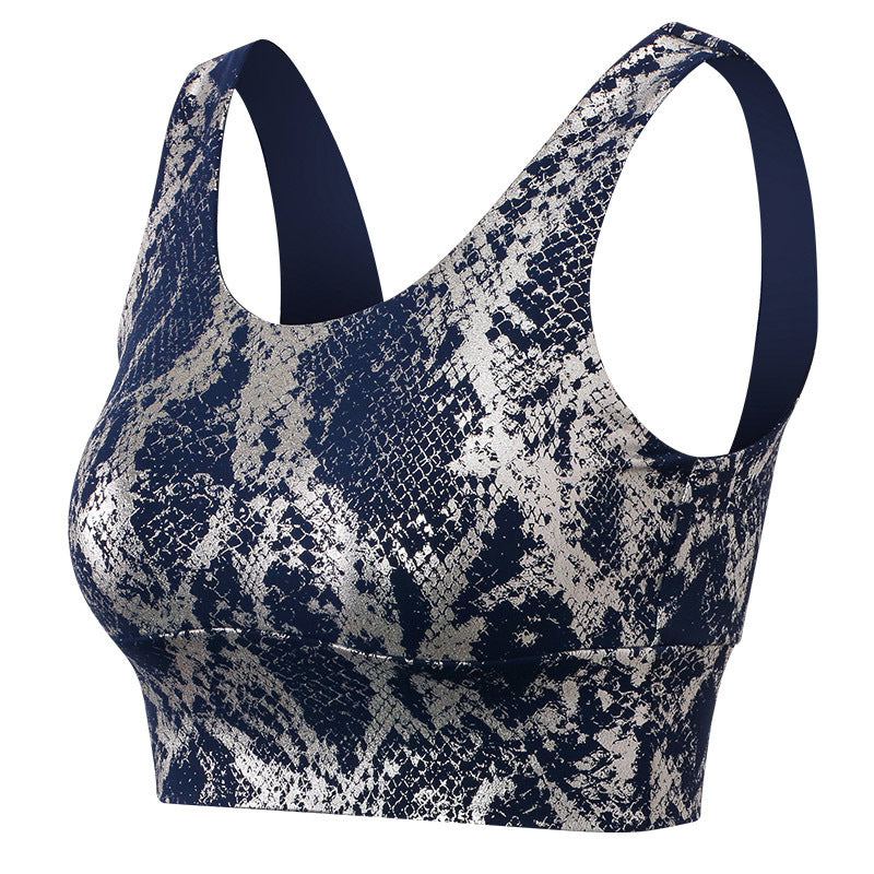 New Snake Print Yoga Vest Women High Elastic Tight Shockproof Sports Underwear Workout Bra Clothes