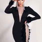 Winter Long Sleeve Mesh Sequ Feather Sexy Bandage One Piece Dress