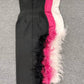 Liora High-Waist Feathered Sleeveless Cocktail Midi Dress