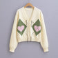 Autumn Women Clothing Love Rhombus Pattern Knitted Cardigan Coat