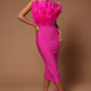 Aurora Feather Backless Occasion Tube Dress