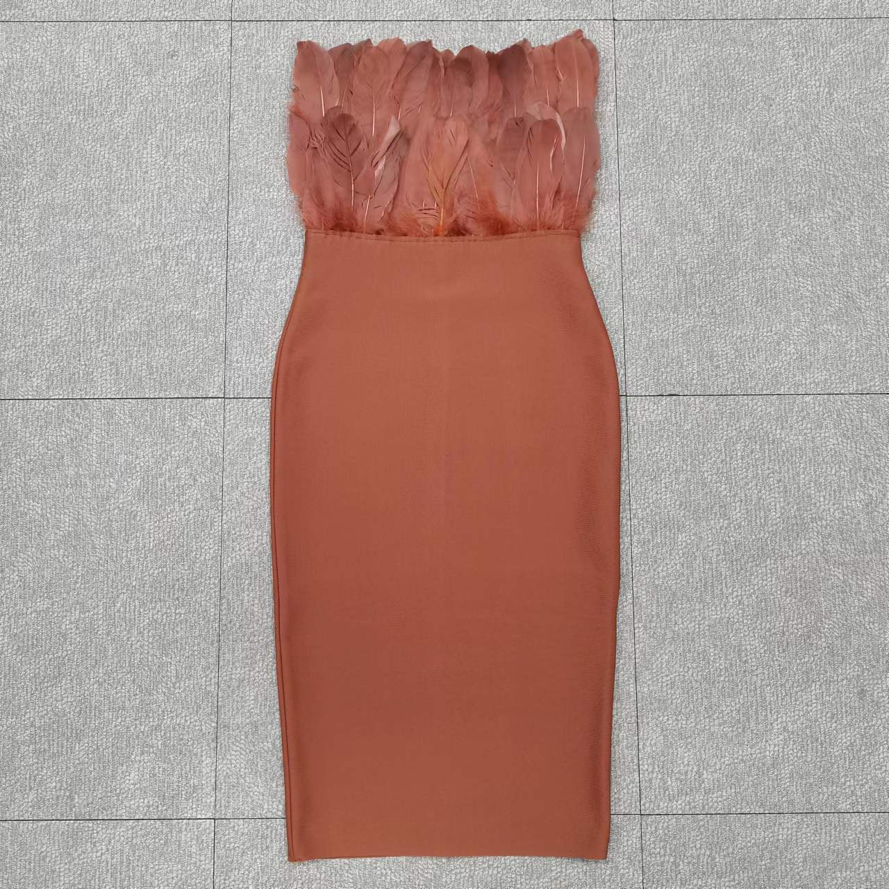 Aurora Feather Backless Occasion Tube Dress