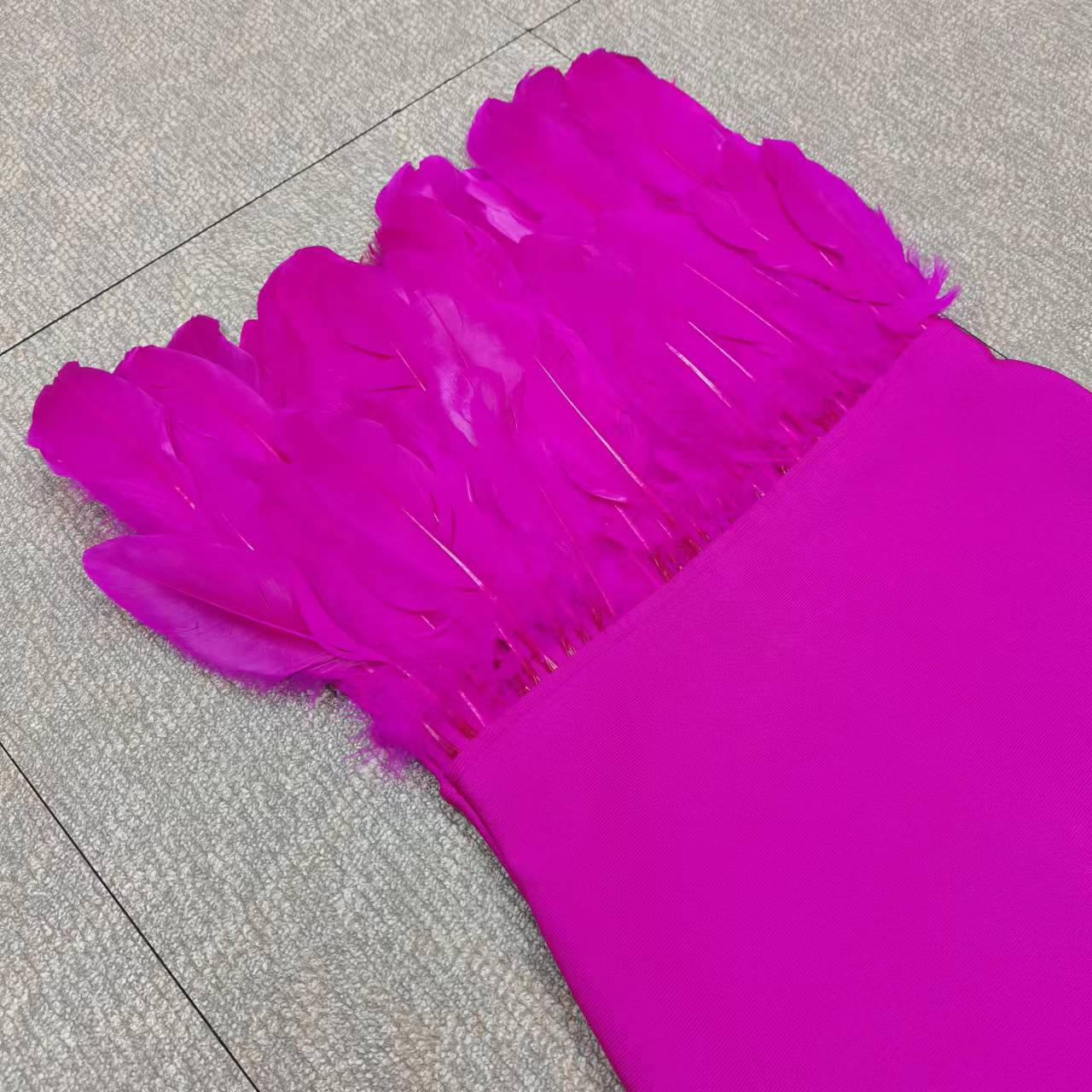 Aurora Feather Backless Occasion Tube Dress