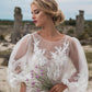 Isabella Puff Sleeve Embroidered Mesh Bridal Dress