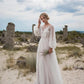 Isabella Puff Sleeve Embroidered Mesh Bridal Dress