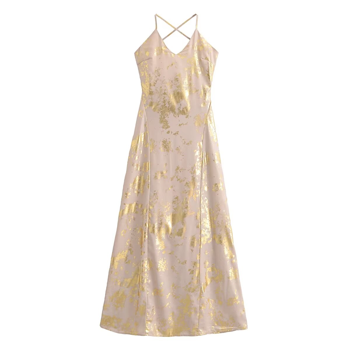 Fall Women Clothing Metal Series Printed Underwear Dress