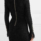 Bright Silk Woolen Tassel Double Breasted V neck Long-Sleeved Slim Fit Short Dress Coat