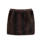 Women Solid Artificial Fur Effect Top Skirt Set
