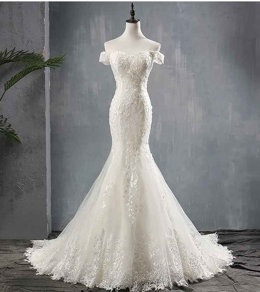 Mariangela Mermaid light wedding dress lace tail skirt