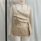 High Grade Pleated Effect Satin Suit Superior Texture Fashionable Elegant Unique Design Workplace Dinner