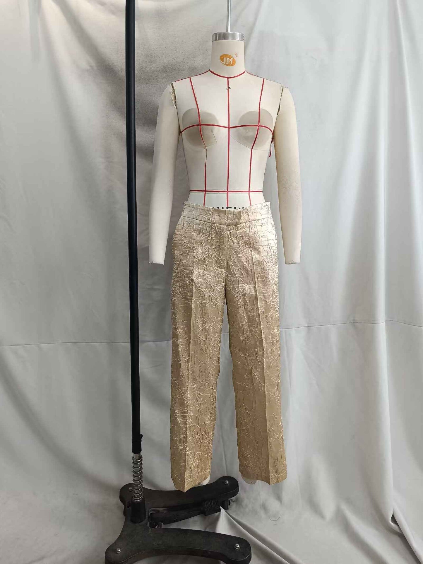 High Grade Pleated Effect Satin Suit Superior Texture Fashionable Elegant Unique Design Workplace Dinner